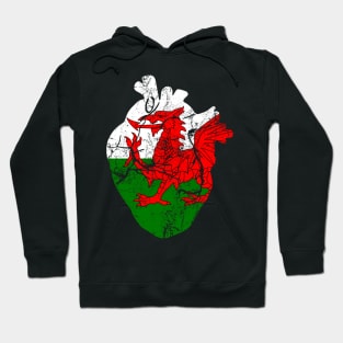 Love Wales Anatomical Heart Welsh Dragon St Davids Hoodie